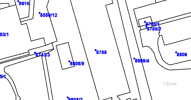 Parcela st. 8788 v KÚ Líšeň, Katastrální mapa
