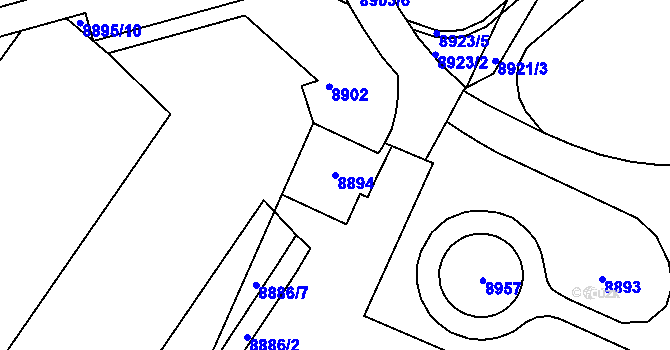 Parcela st. 8894 v KÚ Líšeň, Katastrální mapa