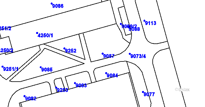 Parcela st. 9087 v KÚ Líšeň, Katastrální mapa
