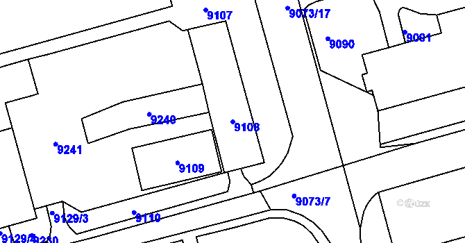 Parcela st. 9108 v KÚ Líšeň, Katastrální mapa