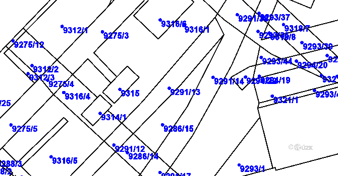 Parcela st. 9291/13 v KÚ Líšeň, Katastrální mapa