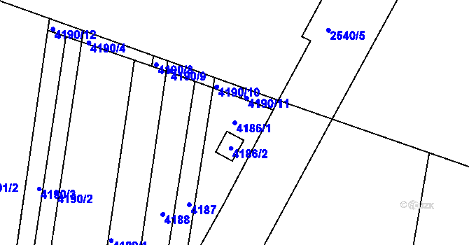 Parcela st. 4186/1 v KÚ Líšeň, Katastrální mapa
