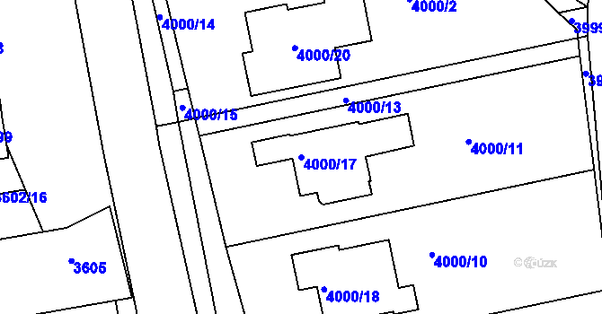 Parcela st. 4000/17 v KÚ Líšeň, Katastrální mapa