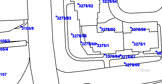 Parcela st. 3278/66 v KÚ Líšeň, Katastrální mapa