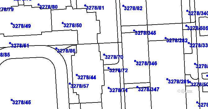 Parcela st. 3278/70 v KÚ Líšeň, Katastrální mapa