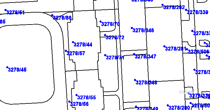 Parcela st. 3278/71 v KÚ Líšeň, Katastrální mapa