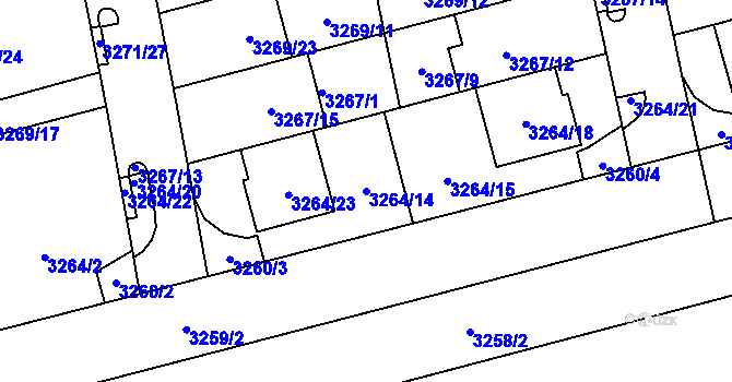 Parcela st. 3264/14 v KÚ Líšeň, Katastrální mapa