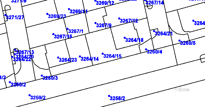 Parcela st. 3264/15 v KÚ Líšeň, Katastrální mapa
