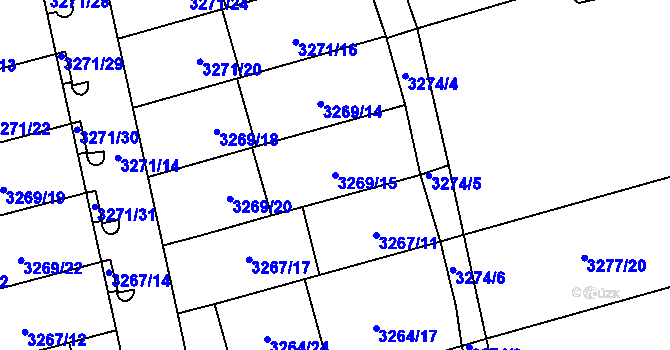 Parcela st. 3269/15 v KÚ Líšeň, Katastrální mapa
