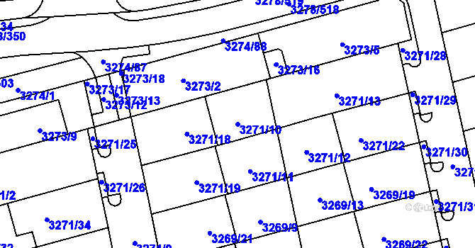 Parcela st. 3271/10 v KÚ Líšeň, Katastrální mapa