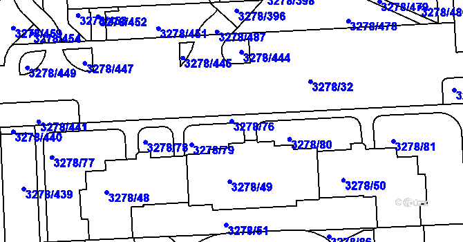 Parcela st. 3278/76 v KÚ Líšeň, Katastrální mapa