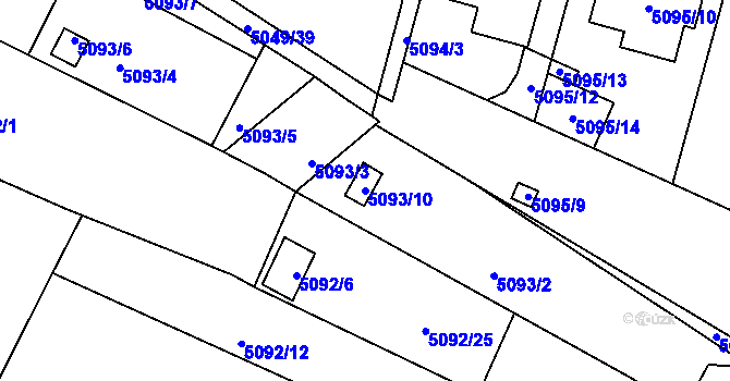 Parcela st. 5093/10 v KÚ Líšeň, Katastrální mapa
