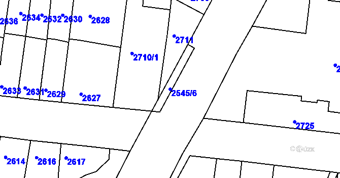 Parcela st. 2545/6 v KÚ Líšeň, Katastrální mapa