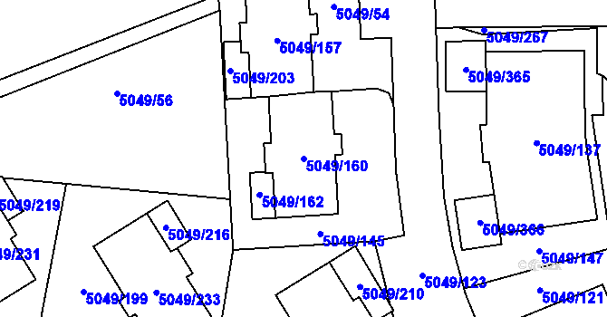 Parcela st. 5049/160 v KÚ Líšeň, Katastrální mapa