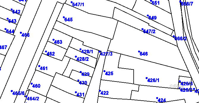 Parcela st. 427/3 v KÚ Líšeň, Katastrální mapa