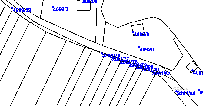 Parcela st. 3281/76 v KÚ Líšeň, Katastrální mapa