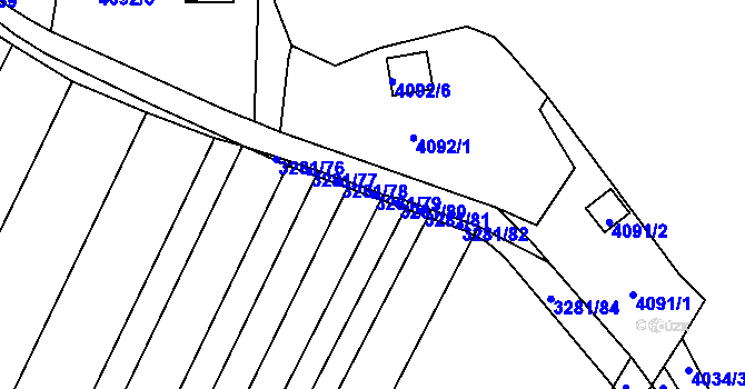 Parcela st. 3281/79 v KÚ Líšeň, Katastrální mapa