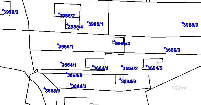 Parcela st. 3665/4 v KÚ Líšeň, Katastrální mapa