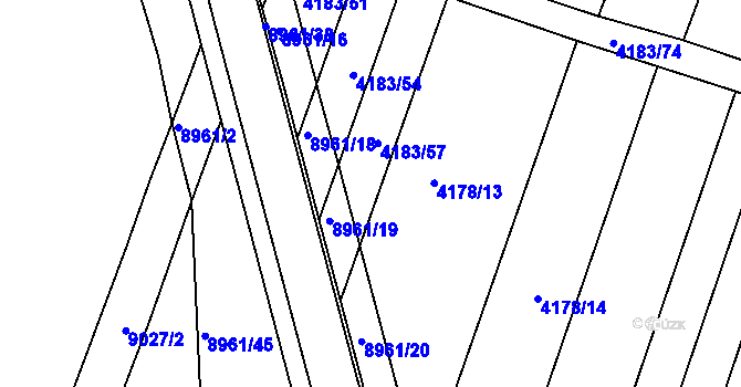 Parcela st. 4178/12 v KÚ Líšeň, Katastrální mapa