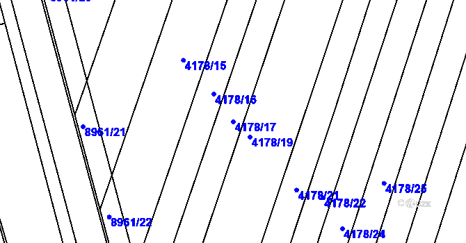 Parcela st. 4178/17 v KÚ Líšeň, Katastrální mapa