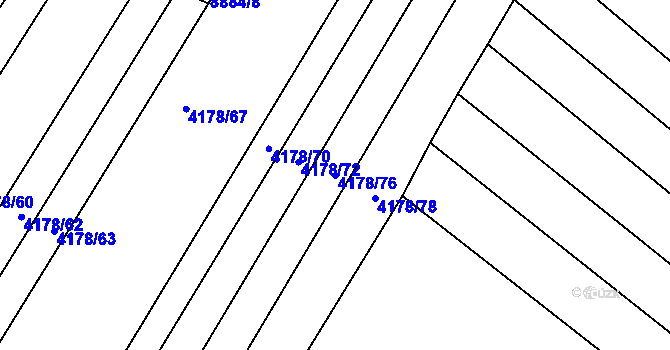 Parcela st. 4178/76 v KÚ Líšeň, Katastrální mapa