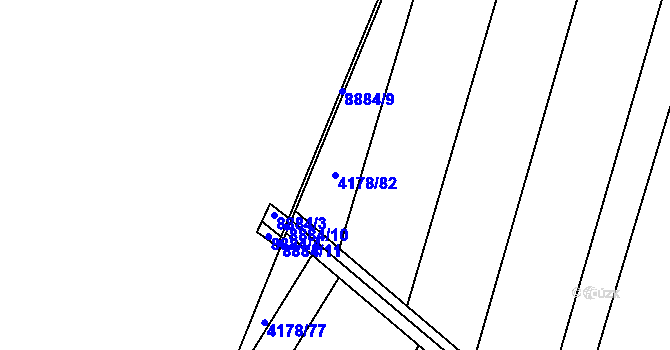 Parcela st. 4178/82 v KÚ Líšeň, Katastrální mapa