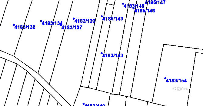 Parcela st. 4183/143 v KÚ Líšeň, Katastrální mapa