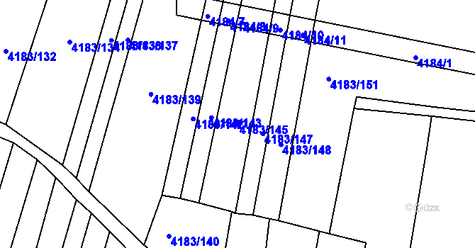 Parcela st. 4183/145 v KÚ Líšeň, Katastrální mapa
