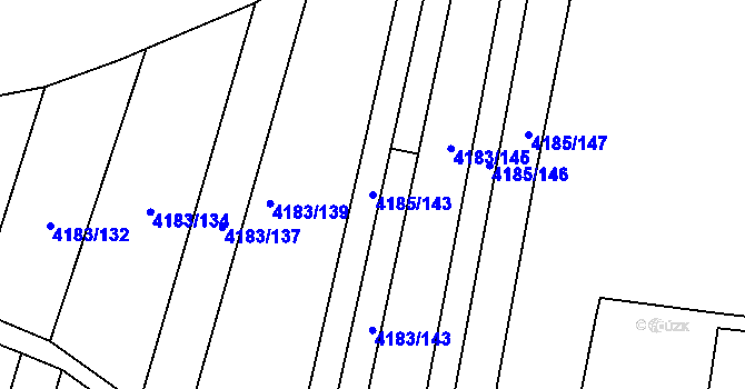 Parcela st. 4185/143 v KÚ Líšeň, Katastrální mapa