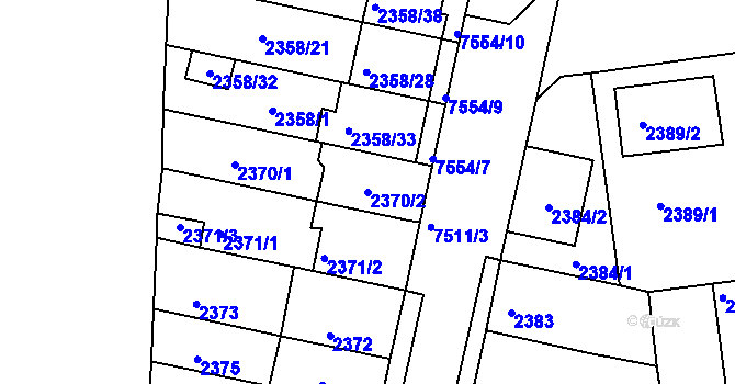 Parcela st. 2370/2 v KÚ Líšeň, Katastrální mapa
