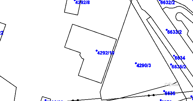Parcela st. 4292/19 v KÚ Líšeň, Katastrální mapa