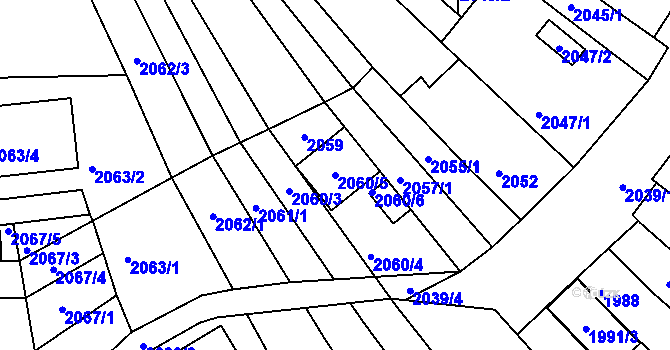 Parcela st. 2060/5 v KÚ Líšeň, Katastrální mapa