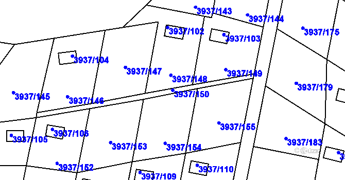 Parcela st. 3937/150 v KÚ Líšeň, Katastrální mapa