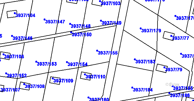 Parcela st. 3937/155 v KÚ Líšeň, Katastrální mapa