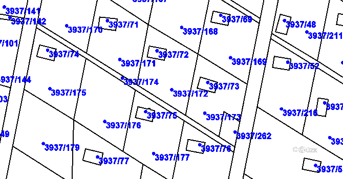 Parcela st. 3937/172 v KÚ Líšeň, Katastrální mapa