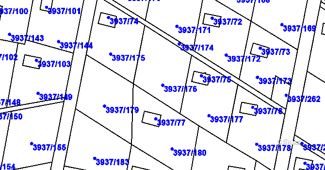 Parcela st. 3937/176 v KÚ Líšeň, Katastrální mapa