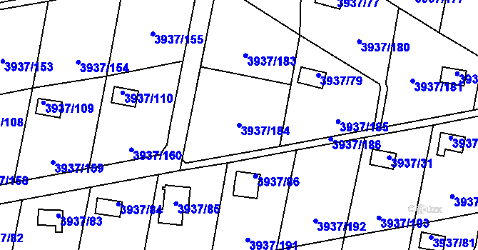 Parcela st. 3937/184 v KÚ Líšeň, Katastrální mapa