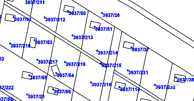 Parcela st. 3937/214 v KÚ Líšeň, Katastrální mapa