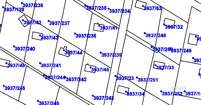 Parcela st. 3937/239 v KÚ Líšeň, Katastrální mapa