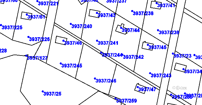 Parcela st. 3937/244 v KÚ Líšeň, Katastrální mapa