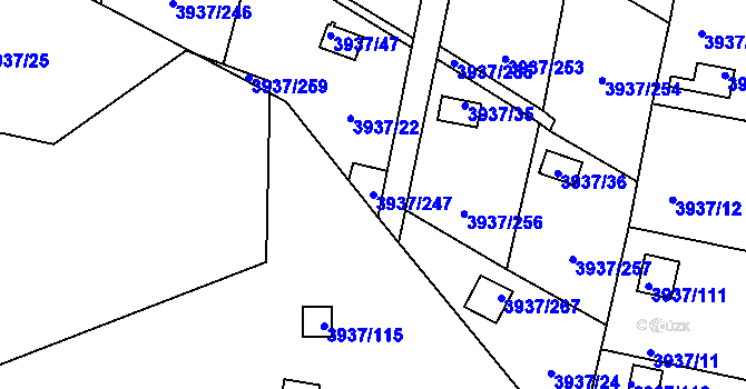 Parcela st. 3937/247 v KÚ Líšeň, Katastrální mapa