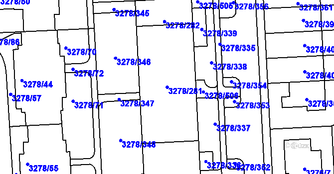 Parcela st. 3278/281 v KÚ Líšeň, Katastrální mapa