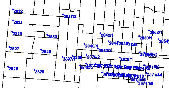 Parcela st. 2840/4 v KÚ Líšeň, Katastrální mapa