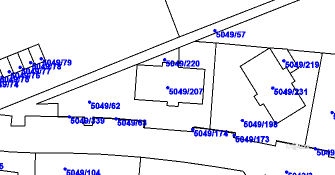 Parcela st. 5049/207 v KÚ Líšeň, Katastrální mapa