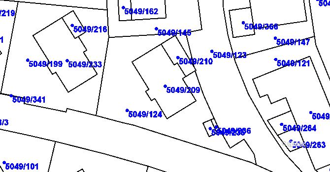 Parcela st. 5049/209 v KÚ Líšeň, Katastrální mapa