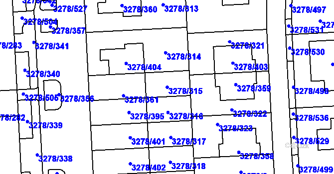 Parcela st. 3278/315 v KÚ Líšeň, Katastrální mapa