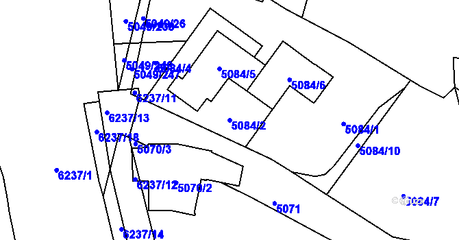 Parcela st. 5084/2 v KÚ Líšeň, Katastrální mapa
