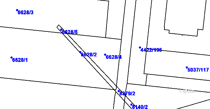 Parcela st. 6628/4 v KÚ Líšeň, Katastrální mapa