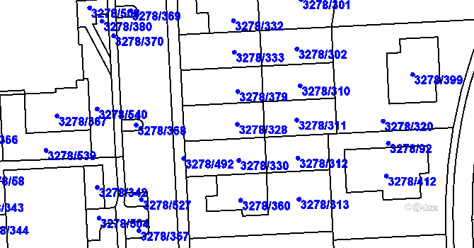 Parcela st. 3278/328 v KÚ Líšeň, Katastrální mapa