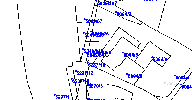 Parcela st. 5084/4 v KÚ Líšeň, Katastrální mapa